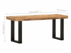 Banco de madera maciza de mango sin tratar y acero 110 cm^vidaxl Outlet