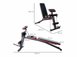 Aparato De Musculación|Banco de pesas multifuncional con refuerzo de resorte, ABS, (54x160x106 cm)
