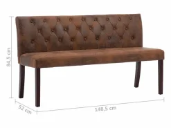 vidaxl Banco Y Pie De Cama|Banco Y Pie De Cama|Banco de piel de ante artificial marrón 148,5 cm