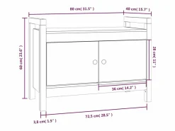 vidaxl Zapatero|Mueble De Almacenaje|Banco de recibidor madera maciza de pino 80x40x60 cm