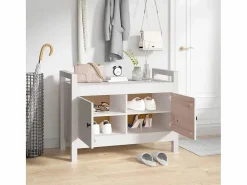 vidaxl Zapatero|Mueble De Almacenaje|Banco de recibidor madera maciza de pino 80x40x60 cm