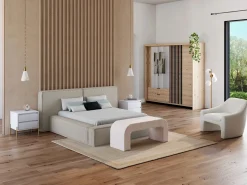 Vente-unique Banco de terciopelo de canalé con un color - CALVELO Crema Sale