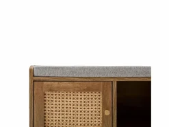 Calicosy Zapatero|Mueble De Almacenaje|Banco de zapatos de 1 puerta con fachada de ratán y 3 nichos abiertos L100 cm - PALMO