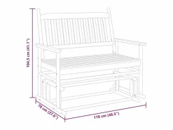 Banco deslizante madera maciza de álamo marrón 118x70x104,5 cm^vidaxl Hot