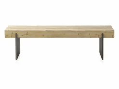 Banco Y Pie De Cama|Banco Y Pie De Cama|Banco efecto madera abeto con patas lacadas en color metal