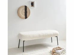 Sweeek Banco, extremo de la cama con revestimiento de borreguito crudo Blanco Sale