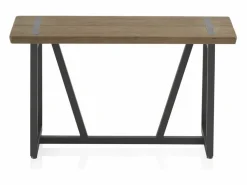 Banco metálico pequeno con asiento de madera^ Sale