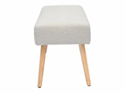 Miliboo Banco nórdico capitoné de borreguillo y madera clara 96 cm GUESTA Blanco Outlet