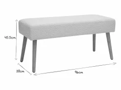 Miliboo Banco nórdico capitoné de borreguillo y madera clara 96 cm GUESTA Blanco Outlet