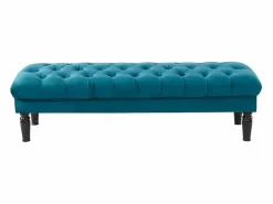 Vente-unique Banco Y Pie De Cama|Banco Y Pie De Cama|Banco pie de cama barroco de terciopelo color azul RINALDO