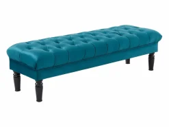 Vente-unique Banco Y Pie De Cama|Banco Y Pie De Cama|Banco pie de cama barroco de terciopelo color azul RINALDO