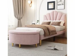OKWISH Banco Y Pie De Cama|Banco Y Pie De Cama|Banco tapizado 90x40x42 cm con almacenaje de terciopelo -