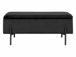 House Nordic Banco WATFORD de 95 cm con caja de almacenaje - Tela o terciopelo-Color Negro New