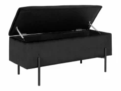 House Nordic Banco WATFORD de 95 cm con caja de almacenaje - Tela o terciopelo-Color Negro New
