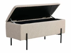 House Nordic Banco WATFORD de 95 cm con caja de almacenaje - Tela o terciopelo-Color Negro New