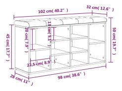 Banco zapatero 102x32x50 cm madera de ingeniería^vidaxl Clearance