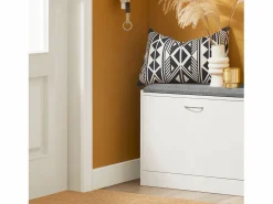 Sobuy Banco Zapatero con 1 Solapa Banco de almacenamianto con cojín Acolchado de Asiento 60 x 24 x 47 cm FSR16-K-W ES Gris / Blanco Outlet