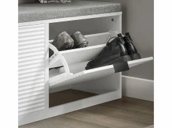 Banco Zapatero con 2 Solapas Armario Multifuncional para Entrada con Acolchado Cojín 105 x 35 x 48 cm FSR147-W ES^Sobuy Online