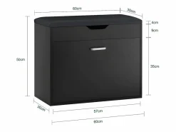 Sobuy Zapatero|Mueble De Almacenaje|Banco Zapatero con 1 Solapa para Entrada Banco de Almacenamianto con Cojín Acolchado de Asiento 60 x 30 x 50 cm FSR95-SCH ES