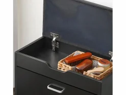 Sobuy Zapatero|Mueble De Almacenaje|Banco Zapatero con 1 Solapa para Entrada Banco de Almacenamianto con Cojín Acolchado de Asiento 60 x 30 x 50 cm FSR95-SCH ES