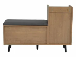Banco zapatero de 100 cm, 3 puertas, asiento acolchado, almacenaje multinivel, tiradores asimétricos^OKWISH