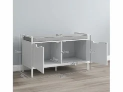 Homcom Banco zapatero Flow asiento + 2 compartimentos 50x84x35 cm Blanco Best