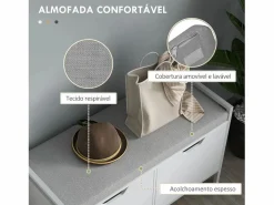 Homcom Banco zapatero Flow asiento + 2 compartimentos 50x84x35 cm Blanco Best