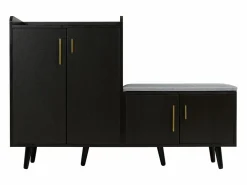 Merax Banco zapatero moderno con 4 puertas y cojín - patas y tiradores de metal - color - 120 x 34 x 82 cm Negro Discount