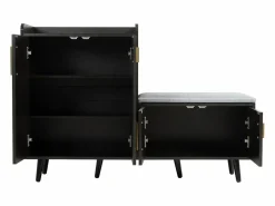 Merax Banco zapatero moderno con 4 puertas y cojín - patas y tiradores de metal - color - 120 x 34 x 82 cm Negro Discount