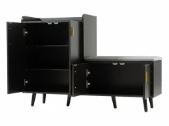 Merax Banco zapatero moderno con 4 puertas y cojín - patas y tiradores de metal - color - 120 x 34 x 82 cm Negro Discount