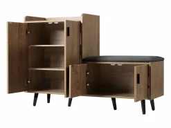 Merax Banco zapatero moderno con 4 puertas y cojín - patas y tiradores de metal - color natural - 120 x 34 x 82 cm Color natural claro Best