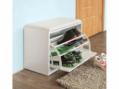Sobuy Banco Zapatero, Taburete, Puff Caja, Banco, Estantería para Zapatos, Chifonier FSR16-W ES Blanco Outlet