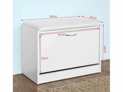 Sobuy Banco Zapatero, Taburete, Puff Caja, Banco, Estantería para Zapatos, Chifonier FSR16-W ES Blanco Outlet