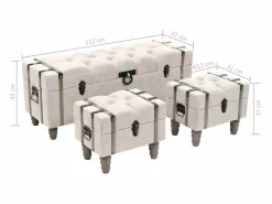 vidaxl Bancos de almacenamiento 3 piezas madera y acero 112x37x45 cm Blanco Sale