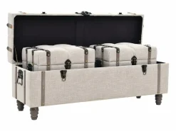 vidaxl Bancos de almacenamiento 3 piezas madera y acero 112x37x45 cm Blanco Sale