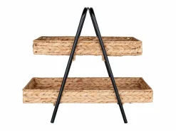 House Nordic Bandeja de jacinto de agua y metal en y madera 42 x 23 x 43.5 cm Negro Discount