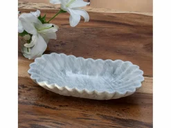 Bandeja decorativa de mármol esculpido a mano con forma única ondulada Gris Outlet