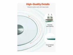 Presentación Y Servicio|Bandeja Giratoria Redonda SucceBuy para Mesa, 51 cm, Bandeja de Servicio Giratoria 360°, Centro de Mesa de Comedor de Vidrio Templado , para Banquetes