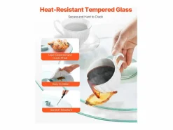 Presentación Y Servicio|Bandeja Giratoria Redonda SucceBuy para Mesa, 51 cm, Bandeja de Servicio Giratoria 360°, Centro de Mesa de Comedor de Vidrio Templado , para Banquetes