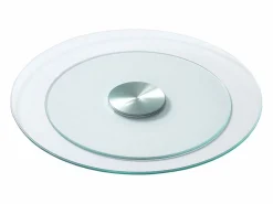 Presentación Y Servicio|Bandeja Giratoria Redonda SucceBuy para Mesa, 51 cm, Bandeja de Servicio Giratoria 360°, Centro de Mesa de Comedor de Vidrio Templado , para Banquetes