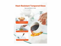 Bandeja Giratoria Redonda SucceBuy para Mesa, 61 cm, Bandeja de Servicio Giratoria 360°, Centro de Mesa de Comedor de Vidrio Templado con 6 Ruedas, para Banquetes^ Hot