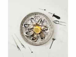 The Home Deco Factory Bandeja para servir marisco con 22 accesorios Plateado