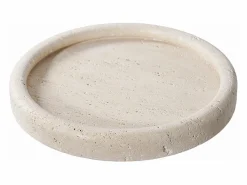 ebuy24 Bandeja redonda de travertino natural Ø 25,5 cm Beige Clearance