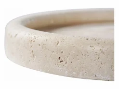ebuy24 Bandeja redonda de travertino natural Ø 25,5 cm Beige Clearance