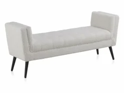 Banqueta tapizada blanca con patas madera negras Blanco Hot