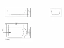 Shower & Design Baño de esquina ovalado de acrílico, 201L, 150 x 75 x 58 cm, esquina izquierda, ANIKA Negro Outlet