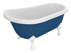 Shower & Design Baño independiente con patas de león blancas - 200 L - 145 x 74 x 77 cm - - NISOS II Azul Hot