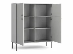Meublorama Bar, Aparador, Librería de 4 Puertas - Comedor - Colección ISIS Gris New