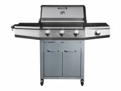 Habitat et jardin Barbacoa|Barbacoa a gas "Bingo 4" - 4 quemadores (1 lateral) - 14kW + Funda de protección- Plateado