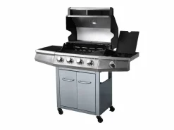 Barbacoa a gas con LED "Bingo 5" - 5 quemadores donde 1 es lateral - 15.2kW + Funda de protección - Plateado^Habitat et jardin Online